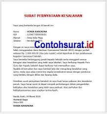 Surat Pernyataan Kesalahan Karyawan Surat Kepala Sekolah Sekolah