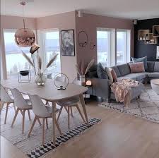 Living Dining Room Rose Gold Grey Dining Room Interiors Kitchen Decor Apartment Interior Design Dining Room