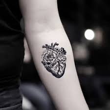 A floral anatomical heart everyday ornament! Amazon Com Anatomical Heart Flower Temporary Fake Tattoo Sticker Set Of 2 Www Ohmytat Com Beauty Personal Care