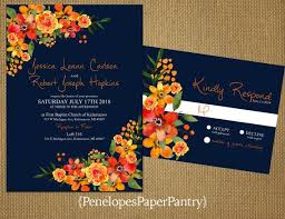 Romantic Navy Rustic Fall Wedding Etsy Orange Wedding Invitations Fall Wedding Invitations Summer Wedding Invitations