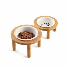Tek Evde Beslenen Hayvan Kedi Kopek Kase Seramik Hayvan Mama Kabi Bambu Alt Gida Su Cift Kullanimli Mama Kabi Pet Malzemeleri Kopek Besleme Aliexpress
