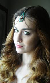 Cabeza jazmín cadena, tocado, pieza de cabeza de gitana, accesorios  bohemios.