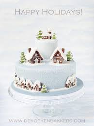 Winter Cake Decorated With Gingerbread Cookie Houses Easy Neat And Cheerful Winter Cake Christmas Cake Christmas Cake Decorations