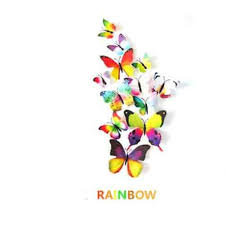 5 hiasan kamar dari karton bekas tisu. Rainbow Butterfly Wall Sticker Stiker Dinding Kupu Kupu 3d Magnet Shopee Indonesia