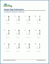 Traceable dotted lines practice sheets: Vertical Subtraction Worksheets For Preschool And Kindergarten K5 Learning