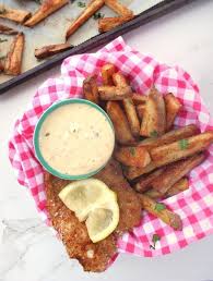Sheet Pan Beer Battered Baked Fish And Chips Byte Sized Nutrition Recipe Baked Fish Beer Batter Fish And Chips