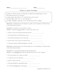 Prefixes Re And Un Worksheets Prefix Worksheet Suffixes Worksheets Prefixes