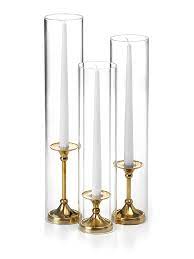 12 Taper Candles Glass Chimneys And