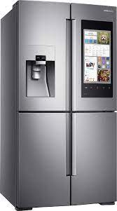 Samsung wheeled out a connected fridge with internal cameras so you can peer inside using your phone when / samsung's new smart fridge let. Samsung Family Hub Rf56m9540sr Ef Fridge Freezer Bottom Freezer A 182 5 Cm 445 Kwh Per Year 351 L Fridge Capacity 199 L Freezer Food Cam And Food Reminder Amazon De Large Appliances