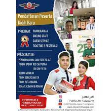 > pramugari > staff airline + pendidikan 6 bulan + jaminan penyaluran kerja + licence direktorat jenderal perhunbungan udara Pendaftaran Peserta Didik Baru Sekolah Penerbangan Info Loker Solo