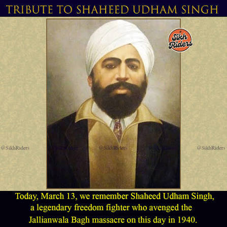 Tribute to Shaheed Udham Singh Today, we remember Shaheed Udham Singh, a legendary freedom fighter who avenged the Jallianwala Bagh massacre. On April 13, 1919, General Dyer's brutal actions killed hundreds of