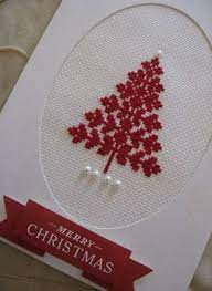 A modern and fun pattern of a christmas tree made up of musical notation forming the tree, pot, trunk and star on top, plus a few baubles. 17 New Ideas Sewing Christmas Cards Cross Stitch Cross Stitch Christmas Cards Xmas Cross Stitch Cross Stitch Patterns Christmas