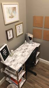 Loving This Desk Used Marble Contact Paper And Spray Painted The Legs Metallic Gold Office Diy College Apartment Decor Contact Paper Diy Apartment Decor