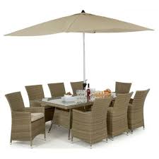 8 Seater Outdoor Dining Set Rattan Aluminum Glass Table Parasol Garden Furniture Terrace Furniture Rattan Furniture Set Rattan Garden Furniture