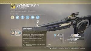 Dec 04, 2019 · how to get destiny 2 symmetry exotic scout rifle. Symmetry Catalyst What It Does New Stack Limit Damage Increase Full Mag Reload Destinythegame