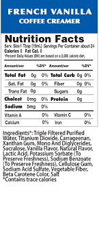 Download Coffee Creamer Nutrition Facts Sugar Free Creamer