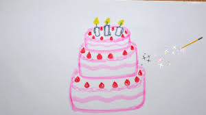 Geburtstagstorte Zeichnen Kuchen Malen How To Draw A Birthday Cake With Candles Risovat Tort Youtube