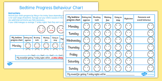 Free Bedtime Progress Behaviour Chart Bedtime Progress