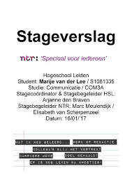 Stageverslag Def Cijfer 8 5 Stageverslag Speciaal Voor Iedereen Hogeschool Leiden Student Studeersnel