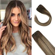 Long hair, tumbling curls and caramel highlights make for a timeless combination. Clip In Human Hair Extensions Balayage Dark Brown With Caramel Blonde Highlights Sunnyhair