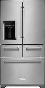 If door removal is necessary, see the following instructions. Kitchenaid 25 8 Cu Ft 5 Door French Door Refrigerator Stainless Steel Krmf706ess Best Buy