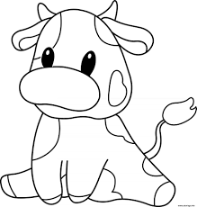 Coloriage Petite Vache Animaux De La Ferme Dessin Animal à imprimer