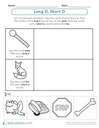 Words that begin with the letter o activity sheet: Vowel Sounds Long O Short O Worksheet Education Com