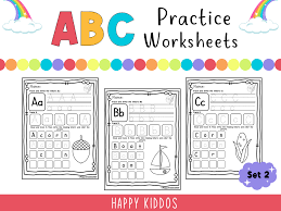 Children's book authors such as kate dicamillo and jeff kinney reveal th. Abc Practice Worksheets Set 2 Grafik Von Happy Kiddos Creative Fabrica