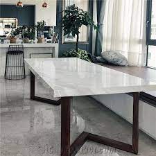 Ventura chairs with or without armrest, structure in spessart oak and body covered in 02 tortora merida fabric. Volakas White Table Top Featuring Marble Dining Table Top From China Stonecontact Com
