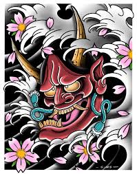 Lucifer devil demon satan, devil, superhero, fictional character png. Hannya Mask Japanese Demon Tattoo Flash Wall Art Etsy