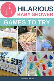Check out this list of baby shower game ideas for a riotously good time the next time you host a baby shower. 15 Hilarious Baby Shower Games Baby Shower Funny Funny Baby Shower Games Fun Baby Shower Games