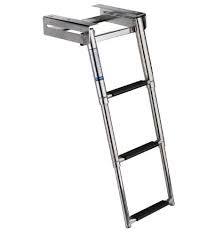 Norestar 3 Step Stainless Steel Under Platform Mounted Telescoping Boat Boarding Boat Ladder Ladder Boat Ladders