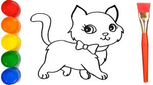 Free online coloring pages, drawing and games for kids. How To Draw A Cat For Kids Learn Drawing And Coloring For Child Learn To Draw Kids Learning Drawings