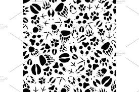 Animal Footprints And Tracks Pattern Animal Footprints Black And White Background Animal Tracks
