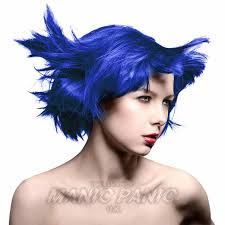 Female punk with dyed hair. Rockabilly Blue Amplified Hair Colour Dye Manic Panic Uk