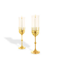 Uttermost uttermost faraday hurricane candleholder 17755 uttermost industrial style candleholder has an antique brushed brass and aged black iron base with a seeded glass hurricane. Bjorn Wiinblad Two Small Hurricane Candle Holders In Brass And Glass 1980s Signed