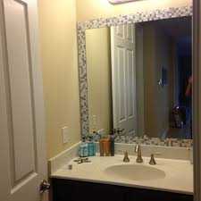 Take Self Adhesive Tiles Bought From Homedepot Com And Add As A Border Around A Boring Mirror Many Options To Bathroom Mirror Bathroom Decor Tile Mirror Frame