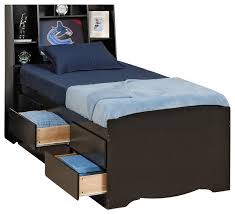 Kenley twin bookcase bed with regular rail and storage the beautiful composition of a large storage bed and bookcase headboard are an sonoma storage platform bed w/ bookcase headboard by prepac. Prepac Sonoma Twin Bookcase Platform Storage Bed In Black Beds Frames Bases Headboards Footboards Ohmychalk Com