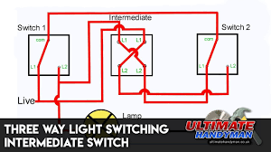 Two way switch wiring diagram two way switching means having two or more switches in different locations to control one lamp. Three Way Light Switching Intermediate Switch Youtube