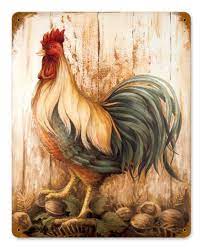 Vintage Rooster Barnwood Metal Sign 11 X 14 Inches Rooster Painting Rooster Art Chicken Art