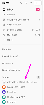ClickUp hierarchy sidebar