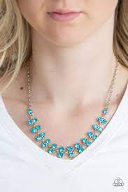 Paparazzi Super Starstruck Blue Necklace Blue Rhinestone Necklace Necklace Earring Set Necklace