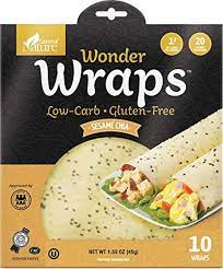 Amazon Com Wonder Wraps Sesame Chia Low Carb Keto Tortillas Non Gmo Kosher Low Calorie Burrito Wraps Perfect For Weight Loss Delicious Gluten Free Soy And Nut Free Vegetarian Food 1