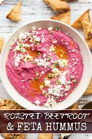 Roasted Beetroot And Feta Hummus Video Beet Recipes Healthy Recipes Healthy Cooking