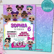 Free, online, editable and printables paw patrol birthday party invitations. Editable Lol Surprise Dolls Birthday Invitation Instant Download Bobotemp