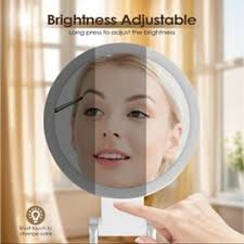 8"" Rechargeable Vanity Mirror, 1X/3X Magnification, Adjustable Light,  Touchscreen, 360°Rotation, Chrome"