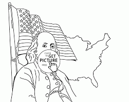 Benjamin Franklin And Usa Flag Fourth Of July Coloring Page For Kids Coloring Pages Printable Coloring Pages Whale Coloring Pages Benjamin Franklin For Kids