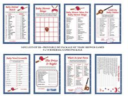Baseball Baby Shower Game Red And Blue Baseball Theme Baby Etsy Sports Baby Shower Baseball Baby Shower Baseball Baby