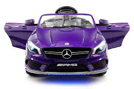 Mercedes Cla45 Amg 12v Power Ride On Toy Car With Parental Remote Purple Metallic Kids Ride On Ride On Toys Kids Ride On Toys