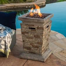 Noble House Quinn 19 50 Stone Mgo Fire Column 40 000 Btu Natural Stone Walmart Com Outdoor Gas Fireplace Outdoor Fire Pit Table Propane Fire Pit Table